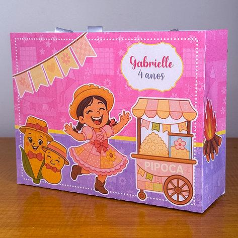Sacolinha Personalizada Festa Junina Rosa