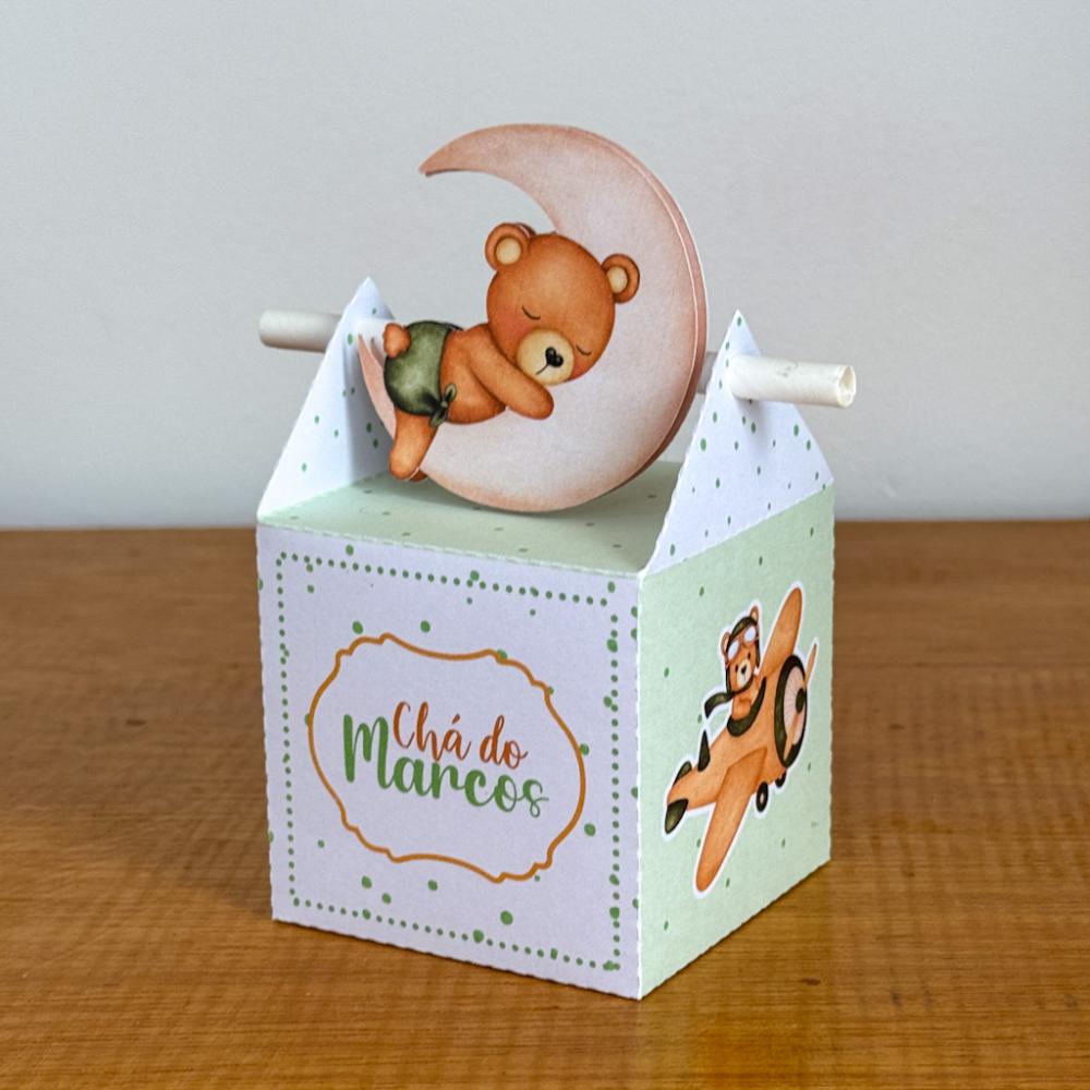 Kit Festa Personalizado Chá de Bebê - Ursinho Verde (20 Peças)