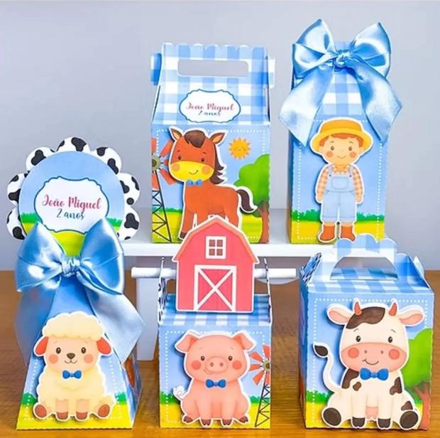 Kit Festa Personalizado Fazendinha Azul (20 Peças)