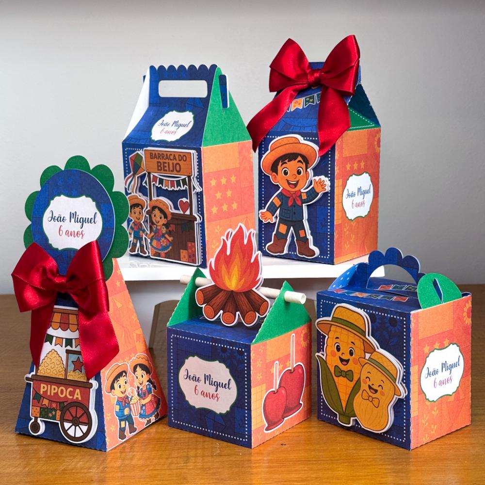Kit Festa Personalizado Festa Junina Azul (20 Peças)