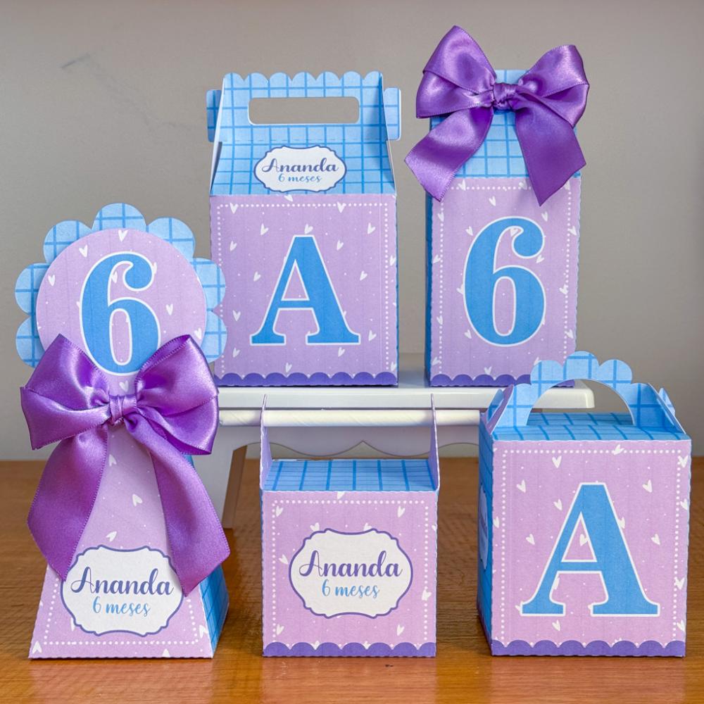 Kit Festa Personalizado Lilás a Azul (20 Peças)