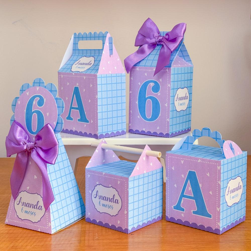 Kit Festa Personalizado Lilás a Azul (20 Peças)