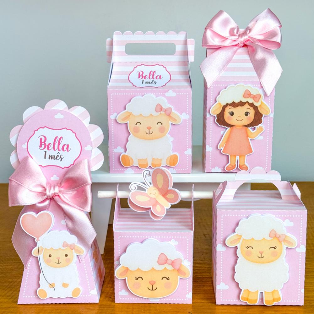 Kit Festa Personalizado Ovelhinha Rosa (20 Peças)
