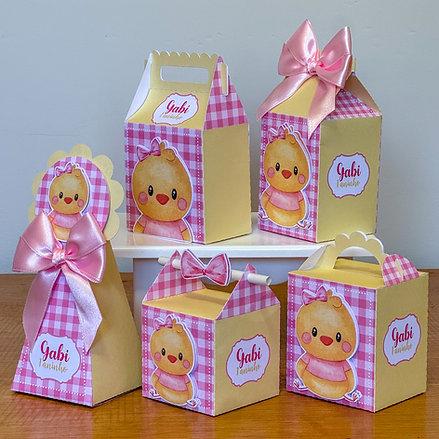 Kit Festa Personalizado Pintinha Amarelinha Rosa (20 Peças)