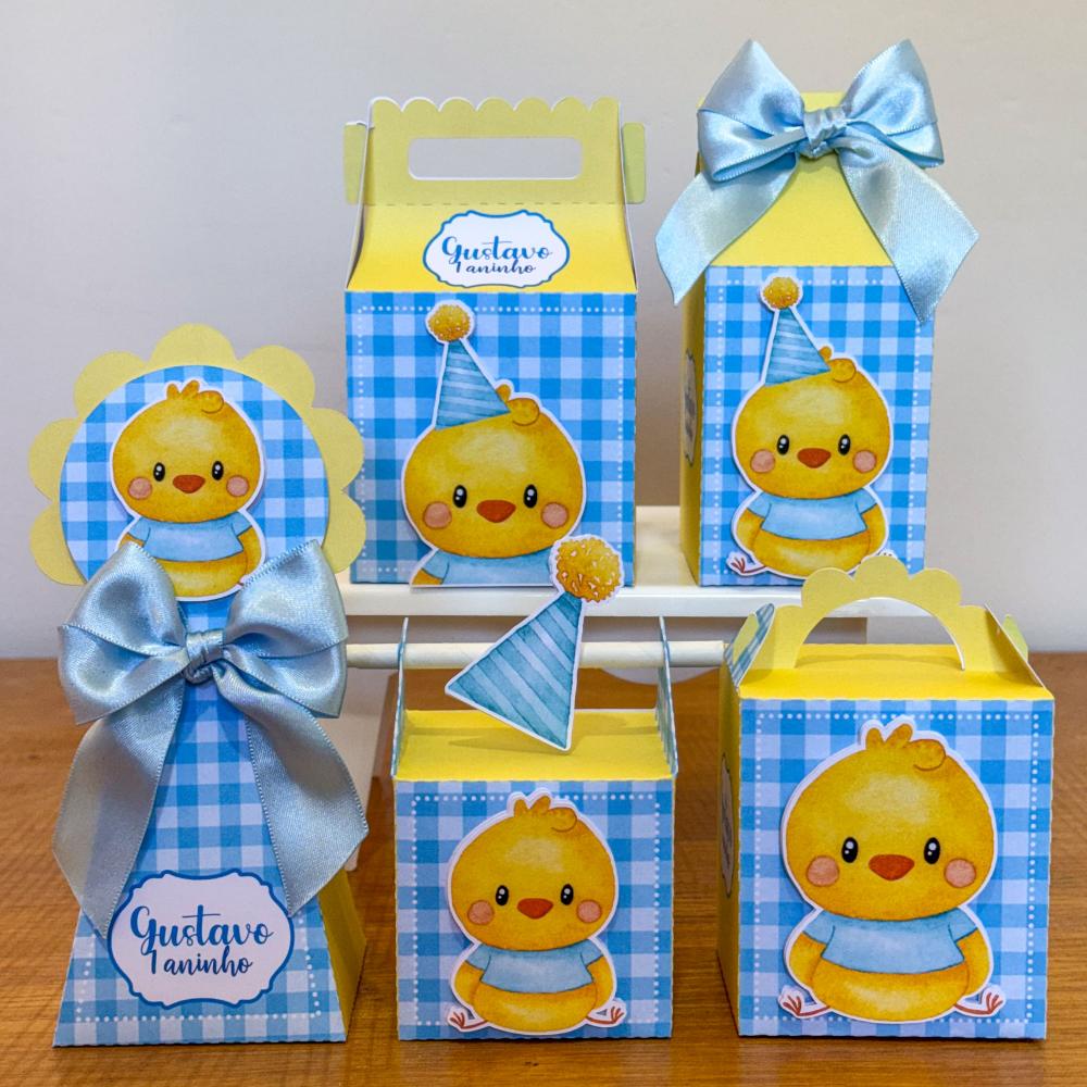 Kit Festa Personalizado Pintinho Amarelinho Azul (20 Peças)