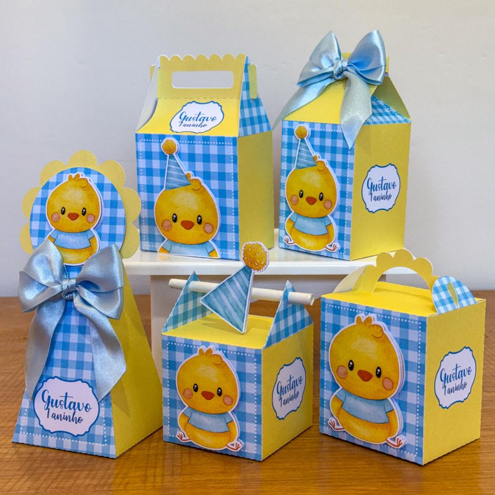 Kit Festa Personalizado Pintinho Amarelinho Azul (20 Peças)