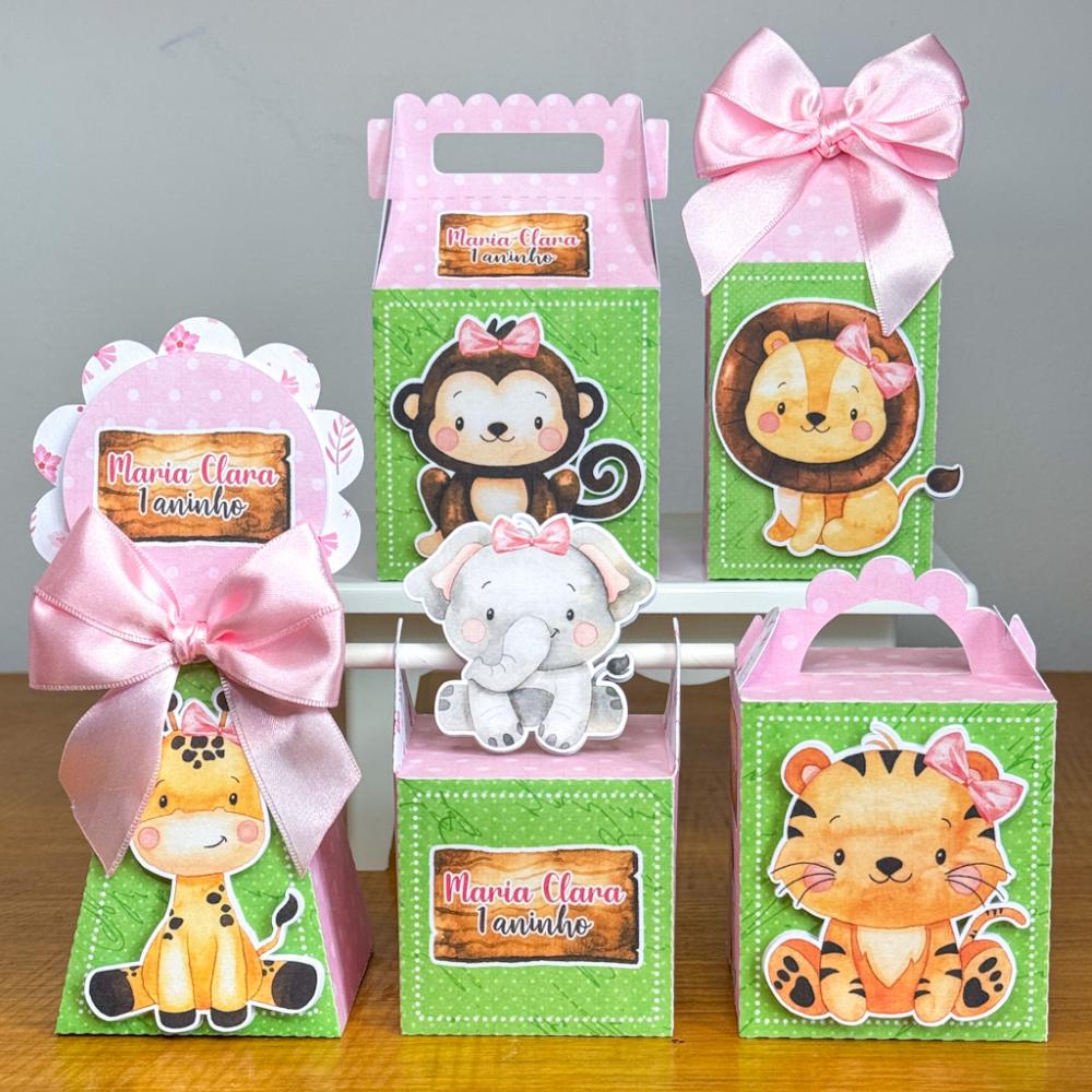 Kit Festa Personalizado Safari Rosa (20 Peças)