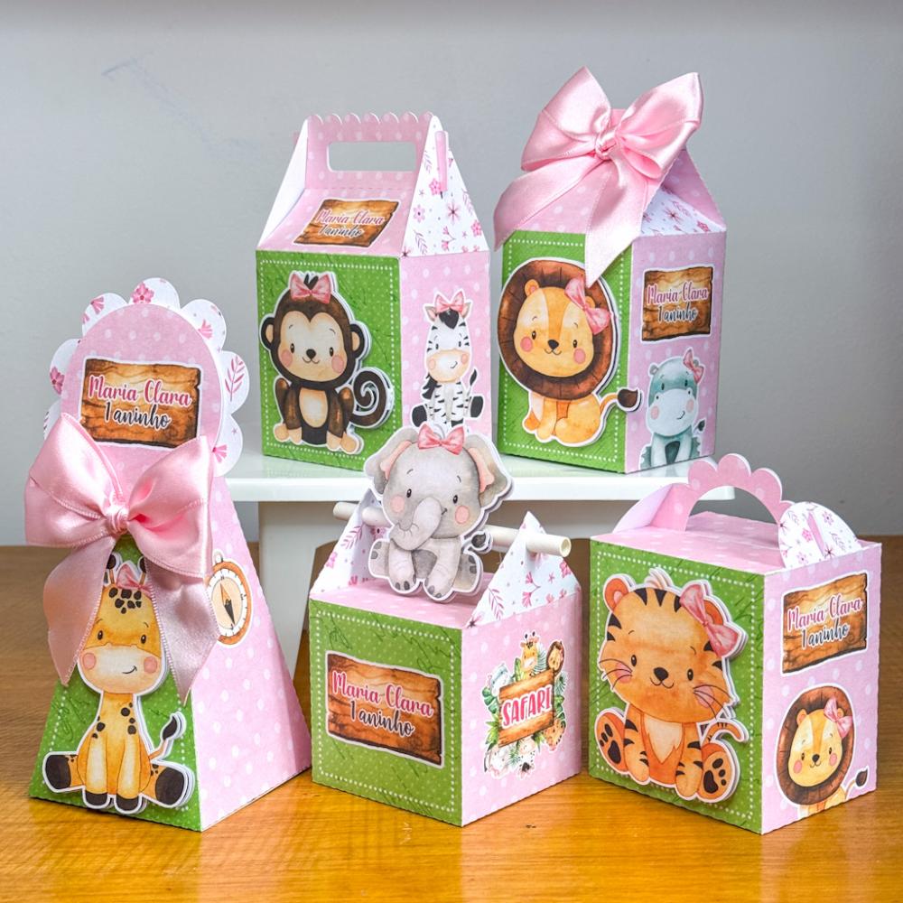 Kit Festa Personalizado Safari Rosa (20 Peças)