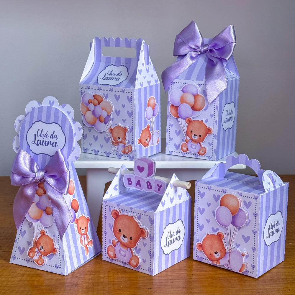 Kit Festa Personalizado Ursinha Lilás (20 Peças)