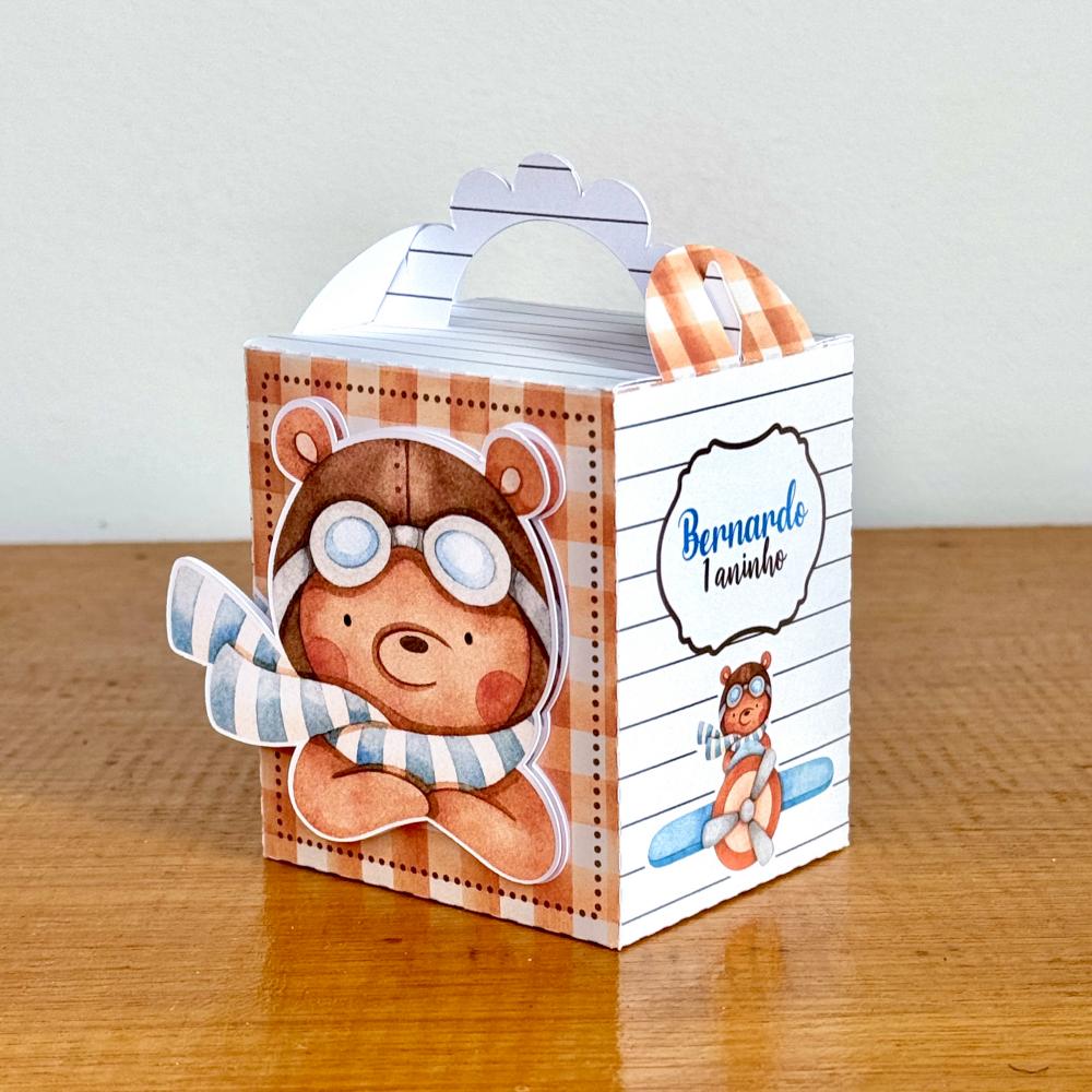 Kit Festa Personalizado Ursinho Aviador(20 Peças)