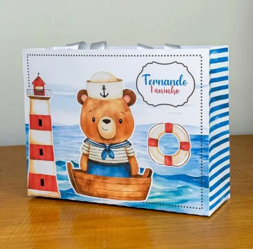 Sacolinha Personalizada Urso Marinheiro