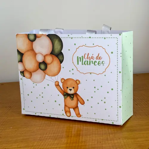 Sacolinha Personalizada Chá de Bebê Ursinho Verde