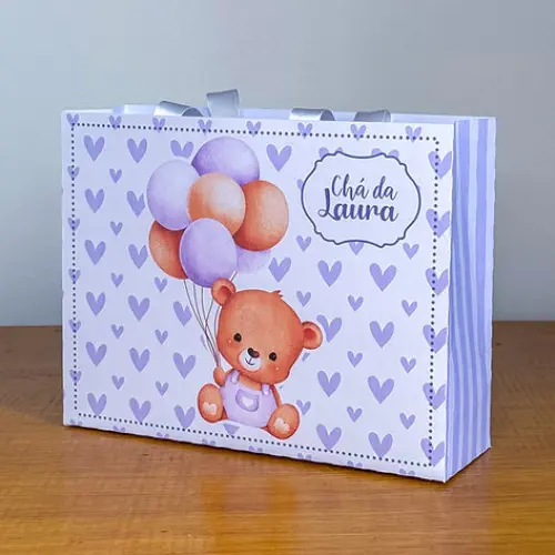 Sacolinha Personalizada Ursinha Lilás