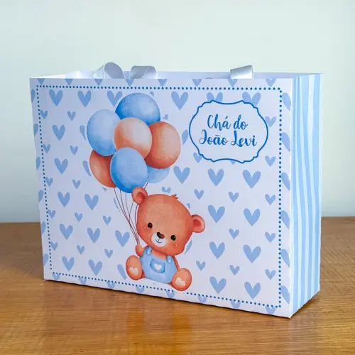 Sacolinha Personalizada Ursinho Azul