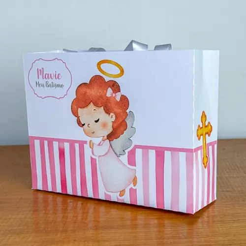 Sacolinha Personalizada Batizado Menina