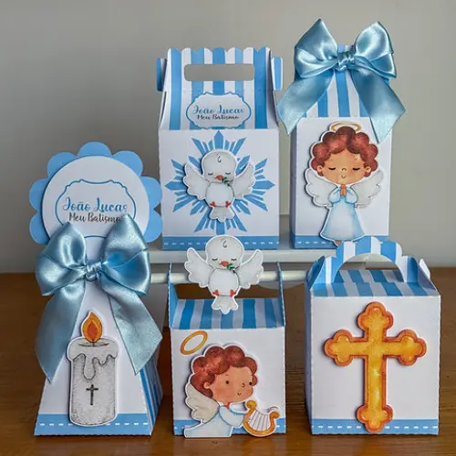 Kit Festa Personalizado Batizado Menino (20 Peças)