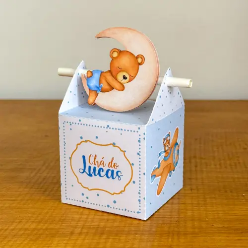Kit Festa Personalizado Chá de Bebê - Ursinho Azul (20 Peças)