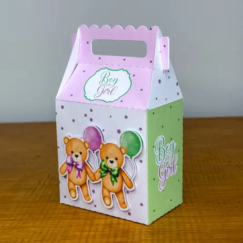 Kit Festa Personalizado Chá Revelação - Ursinho Lilás e Verde