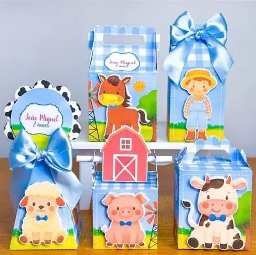 Kit Festa Personalizado Fazendinha Azul (20 Peças)