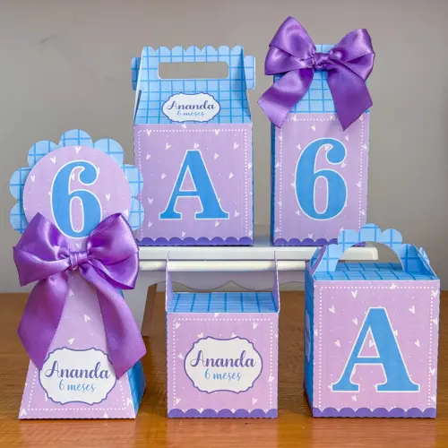 Kit Festa Personalizado Lilás a Azul (20 Peças)