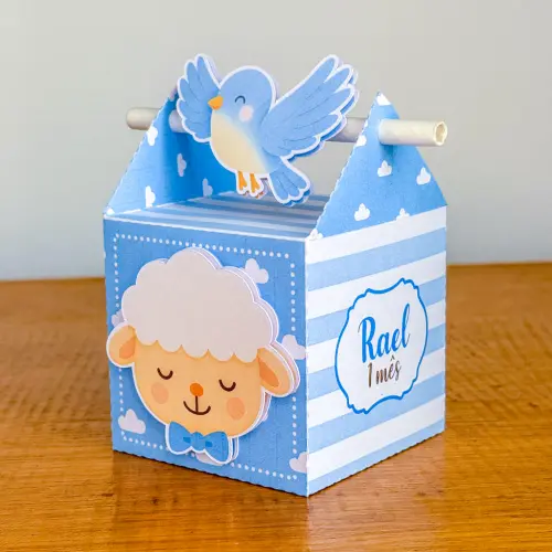 Kit Festa Personalizado Ovelhinha Azul (20 Peças)