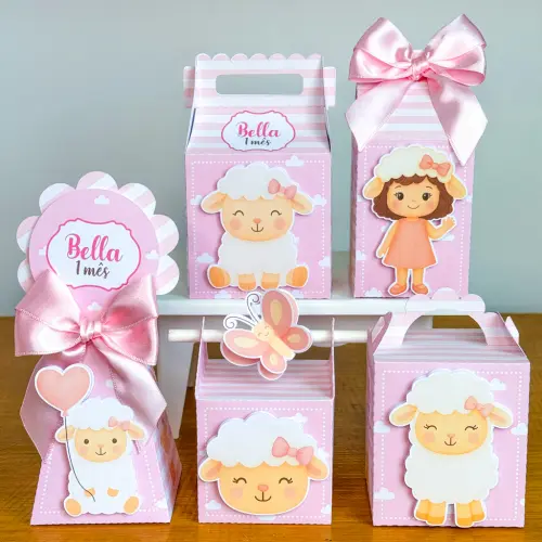 Kit Festa Personalizado Ovelhinha Rosa (20 Peças)
