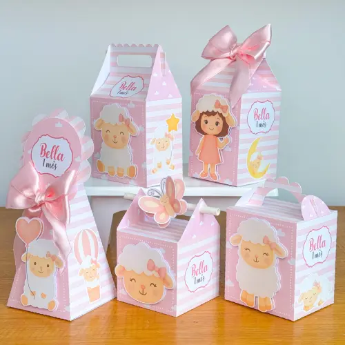 Kit Festa Personalizado Ovelhinha Rosa (20 Peças)