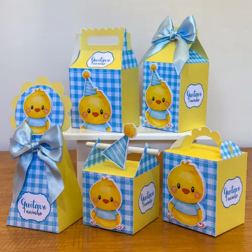 Kit Festa Personalizado Pintinho Amarelinho Azul (20 Peças)