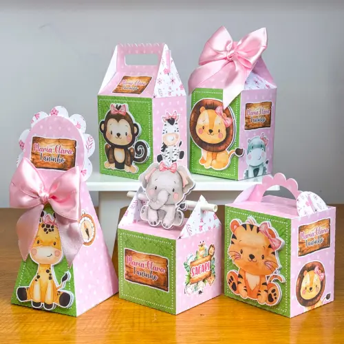 Kit Festa Personalizado Safari Rosa (20 Peças)