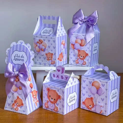 Kit Festa Personalizado Ursinha Lilás (20 Peças)