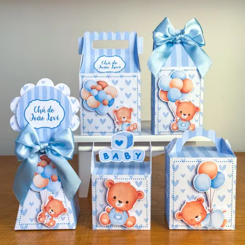 Kit Festa Personalizado Ursinho Azul (20 Peças)