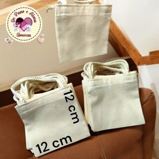50 Micro Ecobag 12 x 12 cm- 100% Algodão para Bombons, Bijuteria