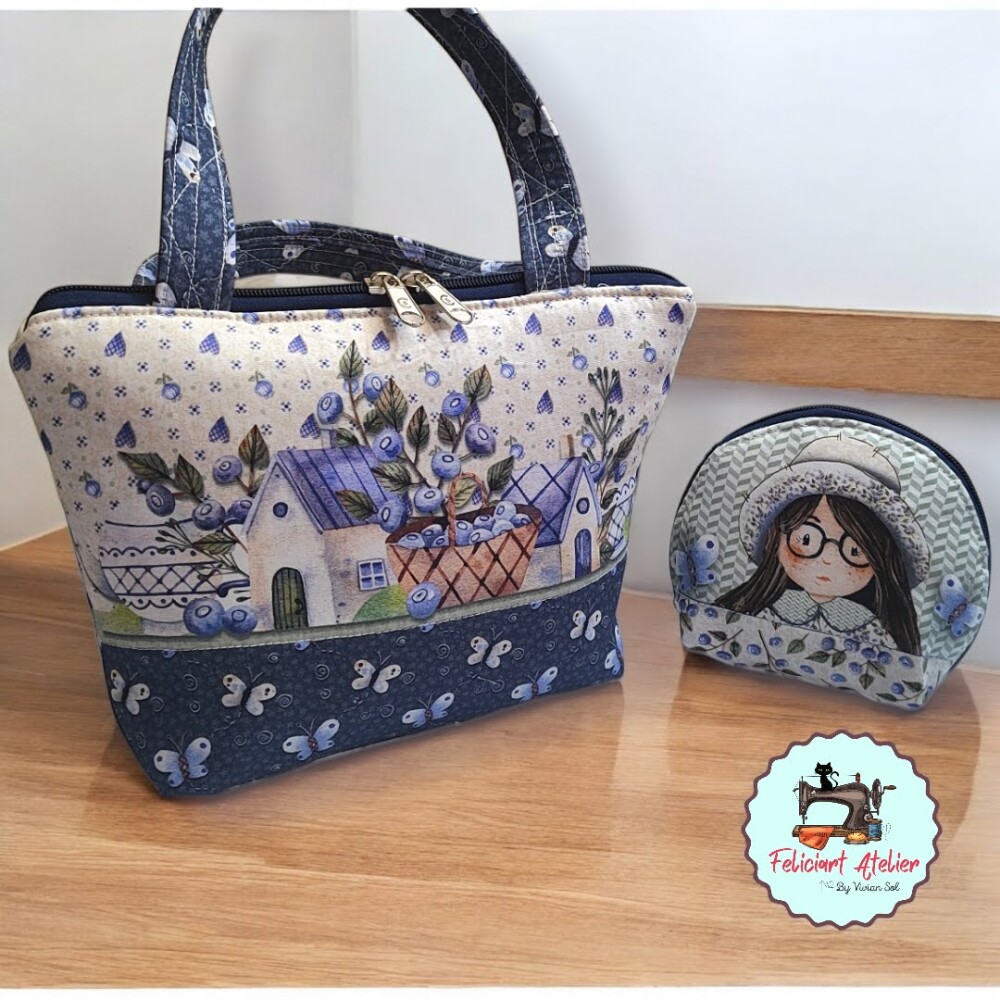 Kit Bolsinha de Mão e Necessaire Porta Níquel Vintage Menina ??