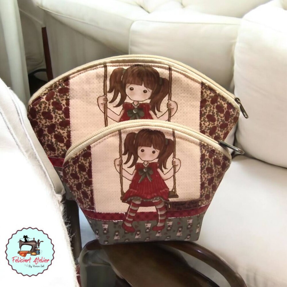 Kit 2 Necessaires Vintage Boneca – Estampa Fuxicos e Fricotes |