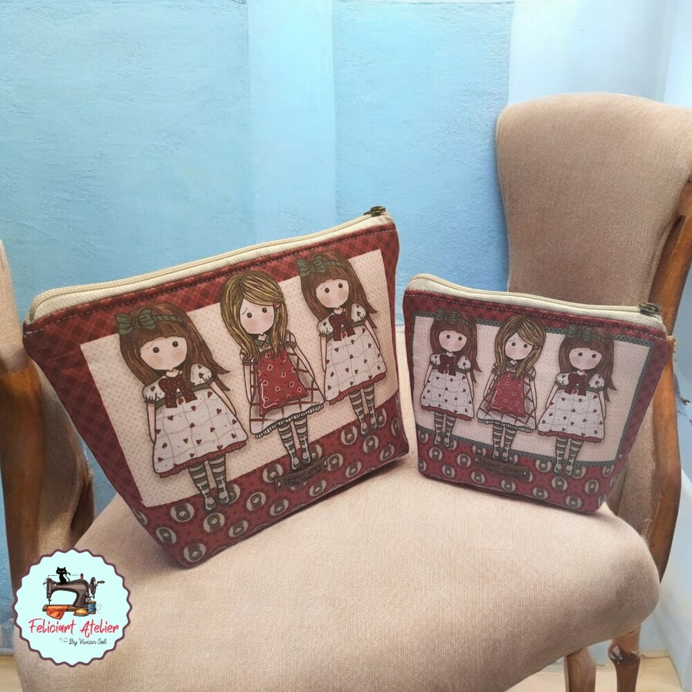 Kit 2 Necessaire Vintage 3 Meninas