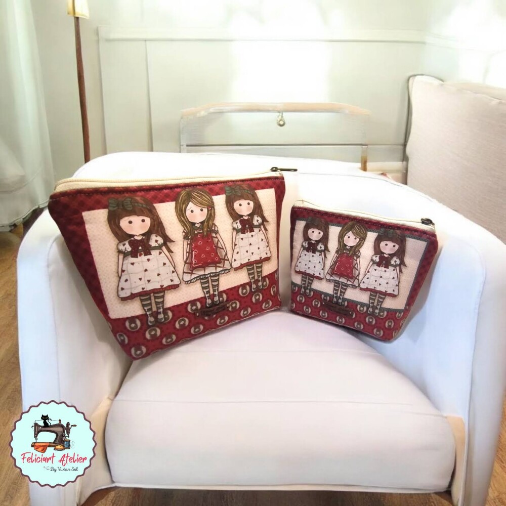Kit 2 Necessaire Vintage 3 Meninas