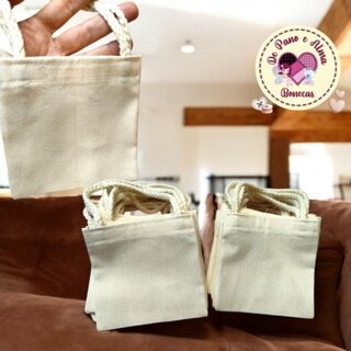 Micro Ecobag 12 x 12 cm- 100% Algodão para Bombons, Bijuterias,L