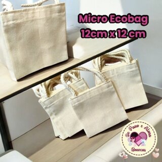 50 Micro Ecobag 12 x 12 cm- 100% Algodão para Bombons, Bijuteria