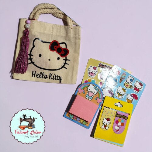 Kit Lembrancinha com 10 Mini Ecobag Personalizada Hello Kitty