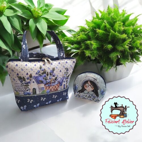 Kit Bolsinha de Mão e Necessaire Porta Níquel Vintage Menina ??