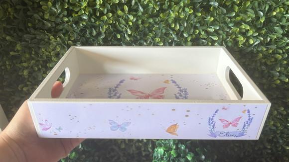 Bandeja mdf Personalizada - P 25x16x5cm - Borboletas