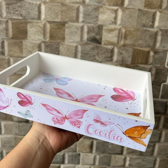 Bandeja mdf Personalizada - P 25x16x5cm - Borboletas Grande