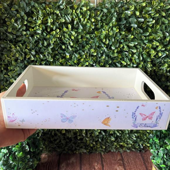 Bandeja mdf Personalizada - P 25x16x5cm - Borboletas