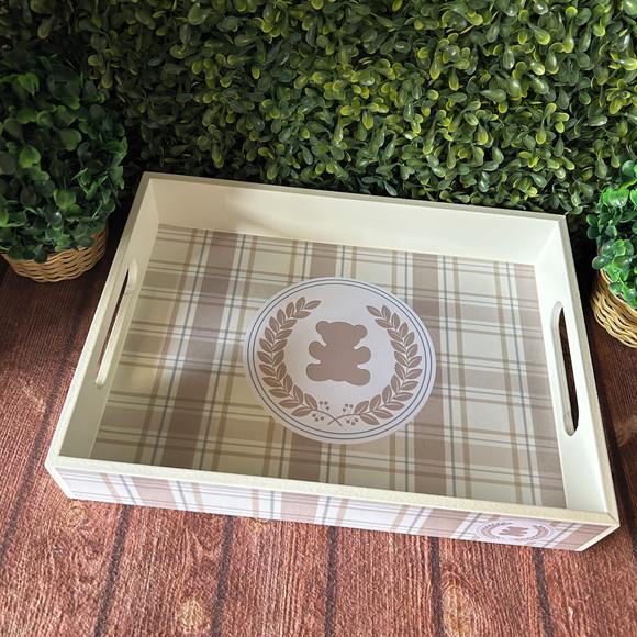 Bandeja mdf Personalizada - P 25x16x5cm - Ursinho Xadrez