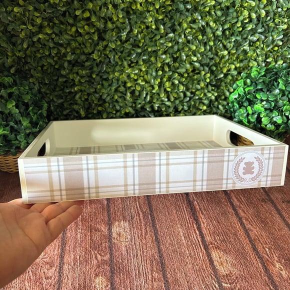 Bandeja mdf Personalizada - P 25x16x5cm - Ursinho Xadrez