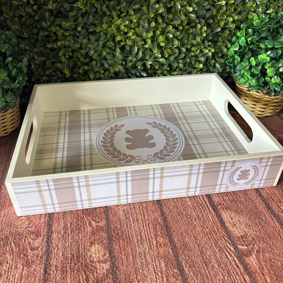 Bandeja mdf Personalizada - P 25x16x5cm - Ursinho Xadrez