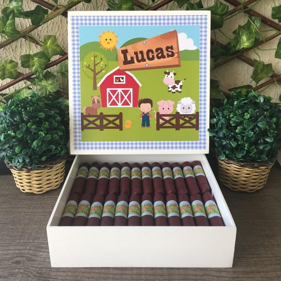 Caixa simples + 35 Charutos de Chocolate Recheados