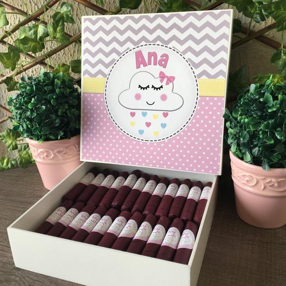 Caixa simples + 35 Charutos de Chocolate Recheados