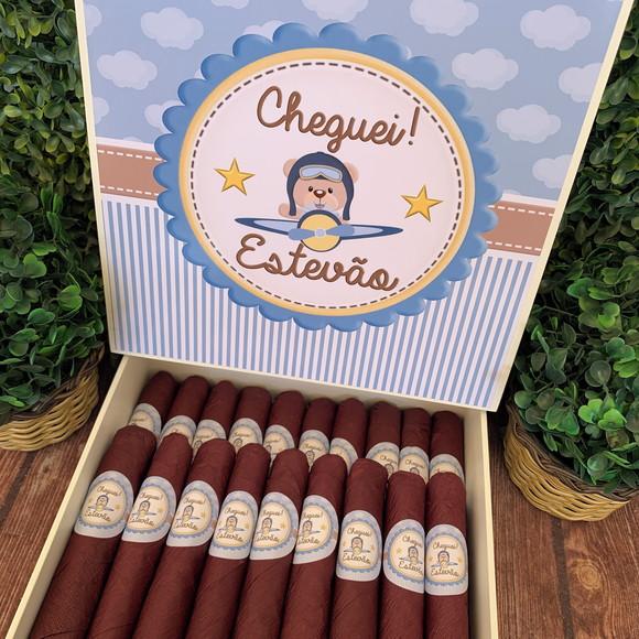 Caixa Simples + 40 Super Charutos Chocolate Urso Aviador