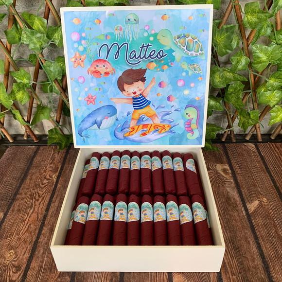 Caixa simples + 50 Charutos de Chocolate Recheados